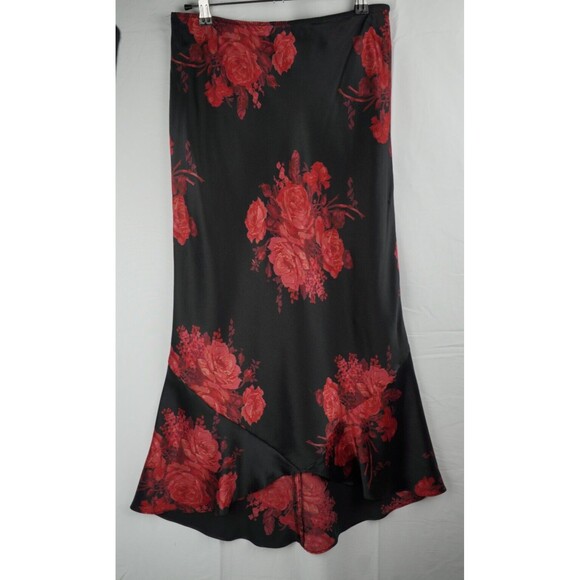 Express Dresses & Skirts - Vintage Express Silk Midi/Maxi Skirt Sz Small Y2K Dark Floral Whimsigoth